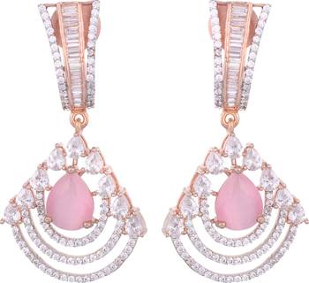 Pink cubic zirconia earrings 1