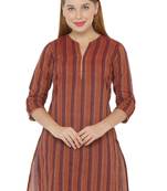 Brown plain cotton cotton-kurtis