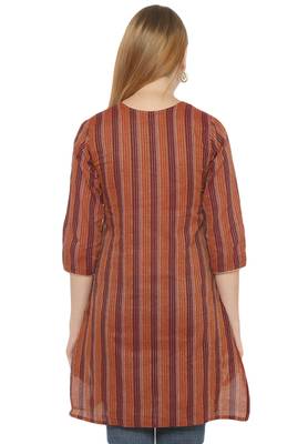 Brown plain cotton cotton-kurtis 2
