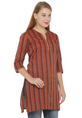 Brown plain cotton cotton-kurtis 3