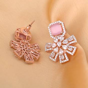 Pink cubic zirconia earrings 4