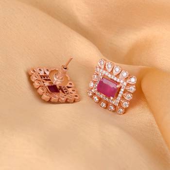 Red cubic zirconia earrings 1