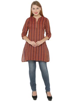 Brown plain cotton cotton-kurtis 5