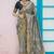 Grey woven banarasi silk saree with blouse