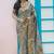 Grey woven banarasi silk saree with blouse