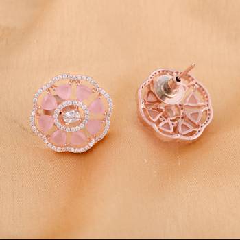 Pink cubic zirconia earrings 4