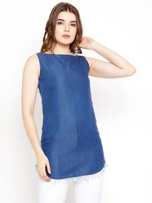 Blue plain denim tunics 1