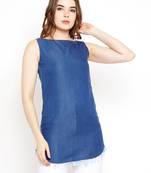 Blue plain denim tunics
