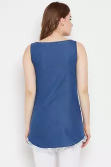 Blue plain denim tunics
