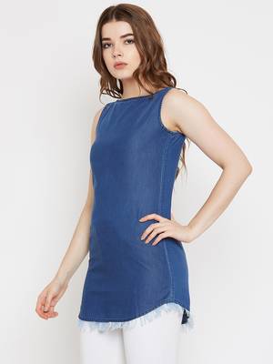 Blue plain denim tunics 3