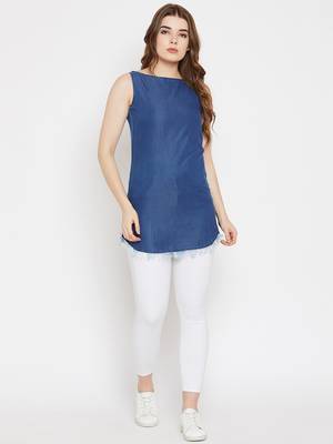 Blue plain denim tunics 4