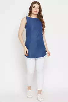 Blue plain denim tunics