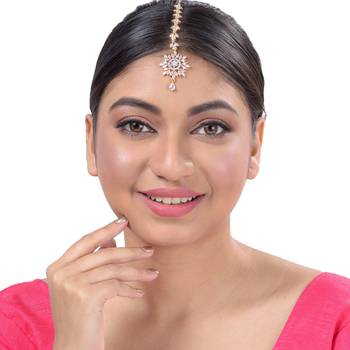 White cubic zirconia maang-tikka 2