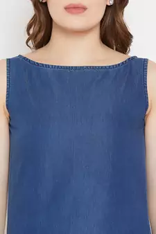 Blue plain denim tunics