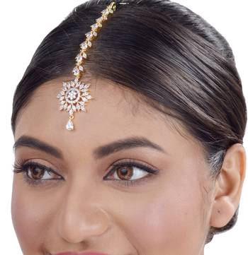 White cubic zirconia maang-tikka 3