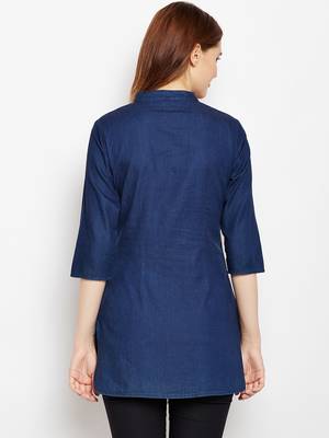 Navy-blue printed denim tunics 2