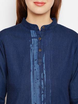 Navy-blue printed denim tunics 5