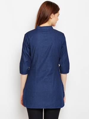 Navy-blue printed denim tunics 2