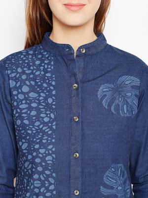 Navy-blue printed denim tunics 5