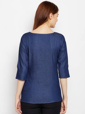 Navy-blue printed denim tunics 2