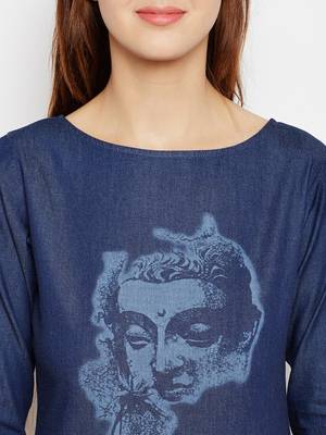 Navy-blue printed denim tunics 5