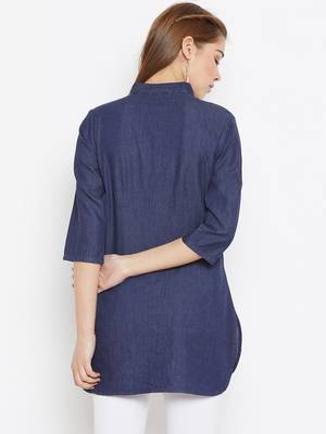 Navy-blue printed denim tunics 2