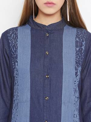 Navy-blue printed denim tunics 5