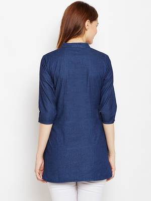 Navy-blue printed denim tunics 2