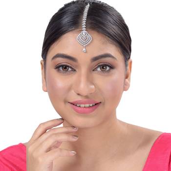 White cubic zirconia maang-tikka 2