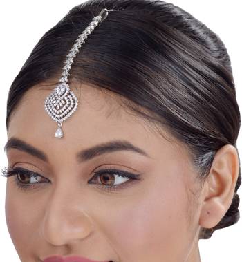 White cubic zirconia maang-tikka 3