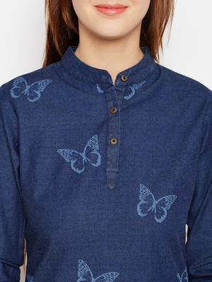 Navy-blue printed denim tunics 5