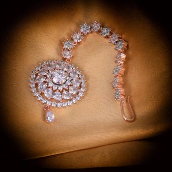 White cubic zirconia maang-tikka 5