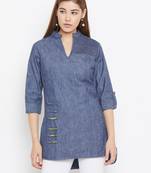 Grey printed denim tunics
