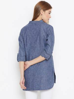 Grey printed denim tunics 2
