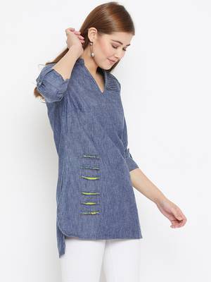 Grey printed denim tunics 3