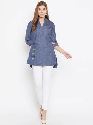Grey printed denim tunics 4