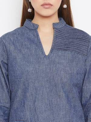 Grey printed denim tunics 5