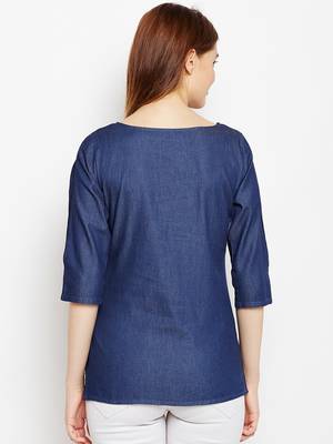 Navy-blue printed denim tunics 2