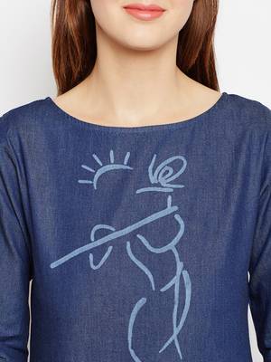 Navy-blue printed denim tunics 5
