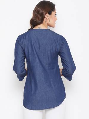 Navy-blue printed denim tunics 2