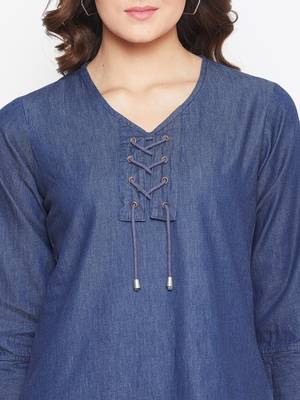Navy-blue printed denim tunics 5