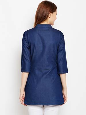 Navy-blue embroidered denim tunics 2