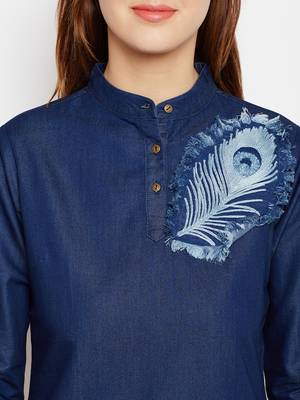 Navy-blue embroidered denim tunics 5