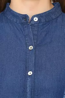 Navy-blue printed denim tunics