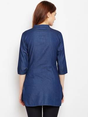 Navy-blue printed denim tunics 2