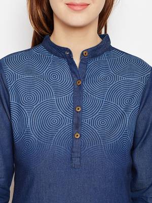Navy-blue printed denim tunics 5