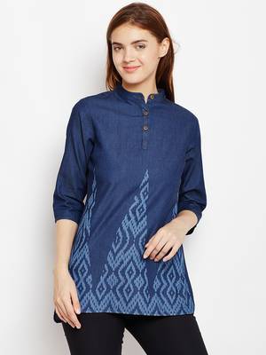 Navy-blue printed denim tunics 1
