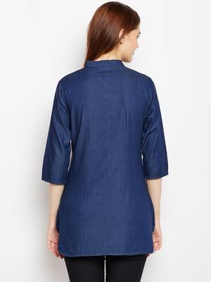 Navy-blue printed denim tunics 2