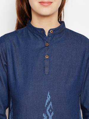 Navy-blue printed denim tunics 5