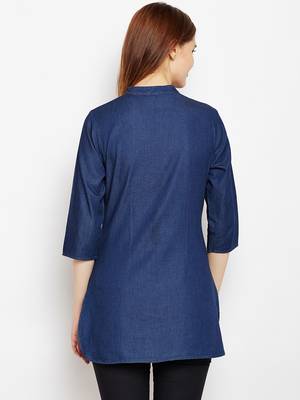 Navy-blue printed denim tunics 2